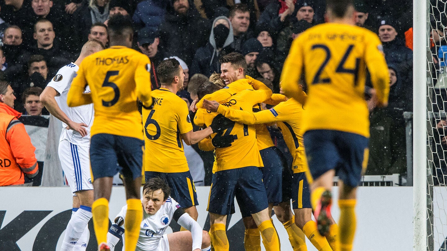 Los jugadores del Atl&eacute;tico celebran un gol ante el Copenhague