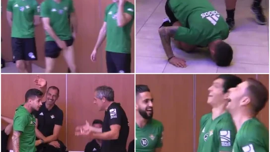 La plantilla del Betis se divierte con un curioso juego La plantilla del Betis se divierte con un curioso juego