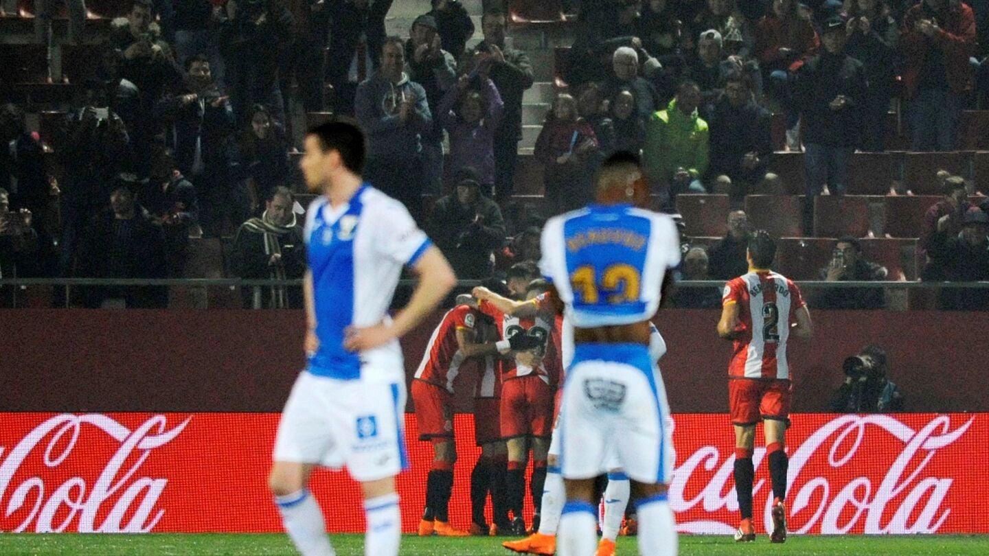 Los jugadores del Girona celebran un gol ante el Legan&eacute;s
