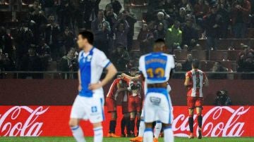 Los jugadores del Girona celebran un gol ante el Leganés