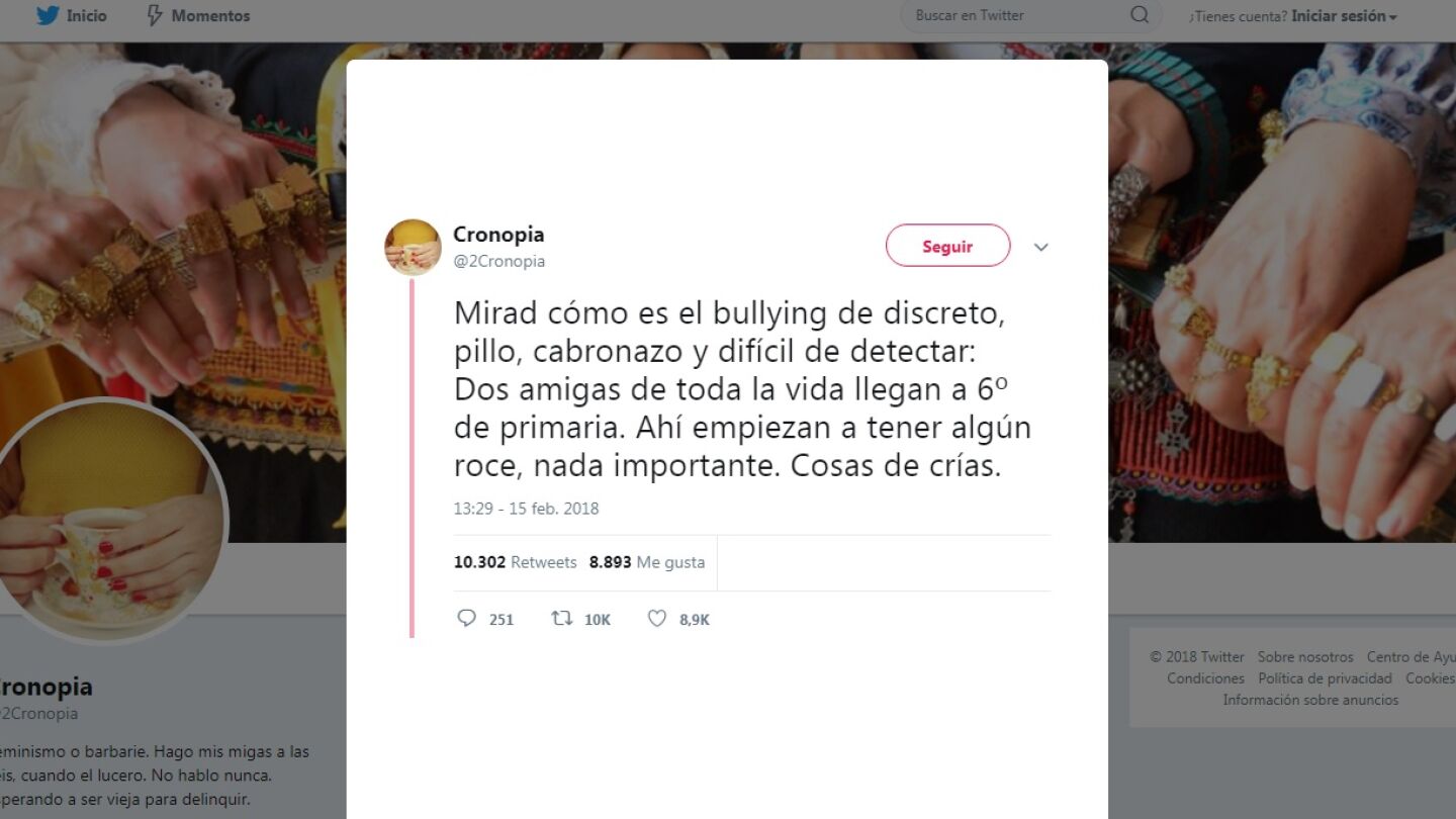 Tuit de una madre sobre el acoso escolar
