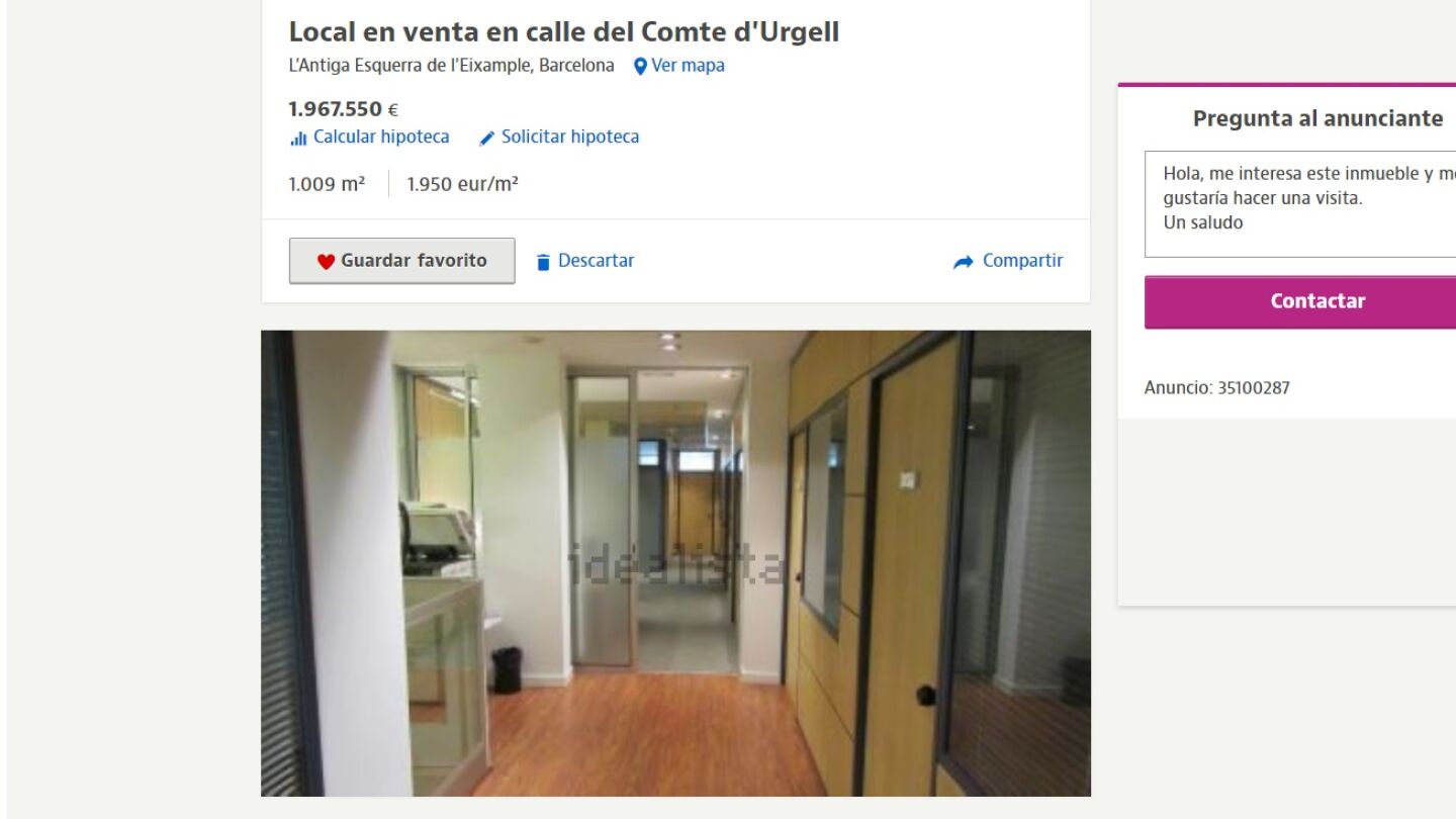 Anuncio de la venta de la sede del PP en Barcelona