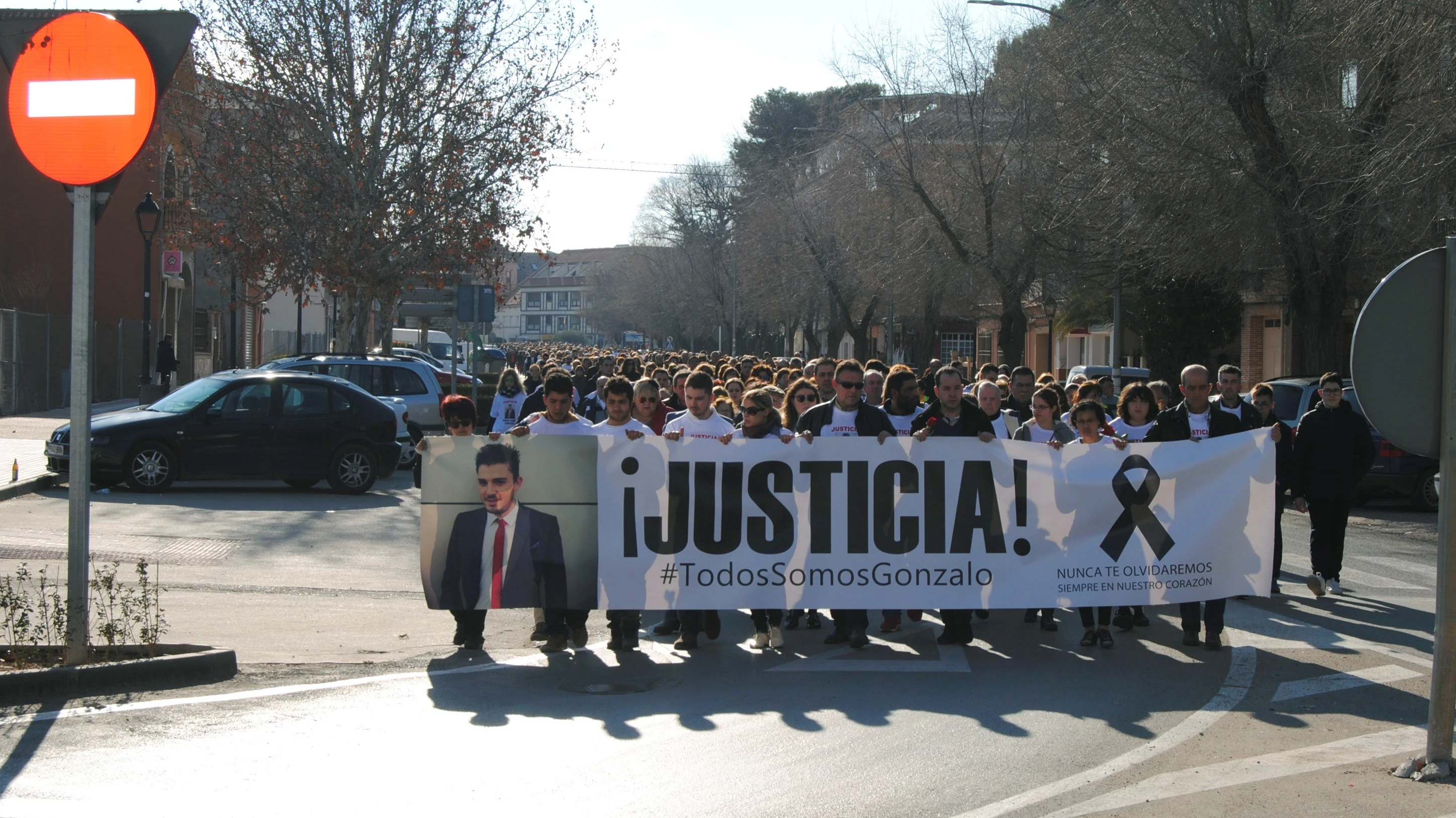 Cabecera de la manifestación convocada esta tarde en la localidad ciudadrealeña Herencia, "para pedir justicia" por Gonzalo Buján