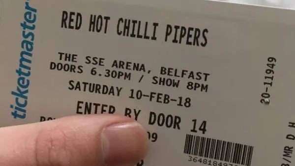 Entrada para el concierto del grupo gaitero 'Red Hot Chili Pipers'