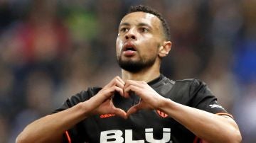 Coquelin celebra un gol con el Valencia