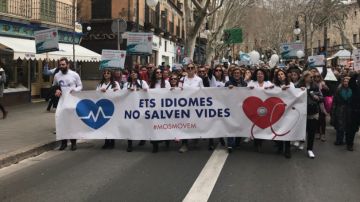 Manifestantes de 'Mos Movem' en Palma 