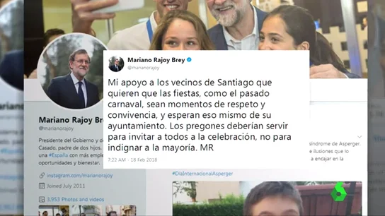 Mariano Rajoy pide no "indignar a la mayoría" tras la polémica en el pregón del carnaval de Santiago Mariano Rajoy pide no "indignar a la mayoría" tras la polémica en el pregón del carnaval de Santiago