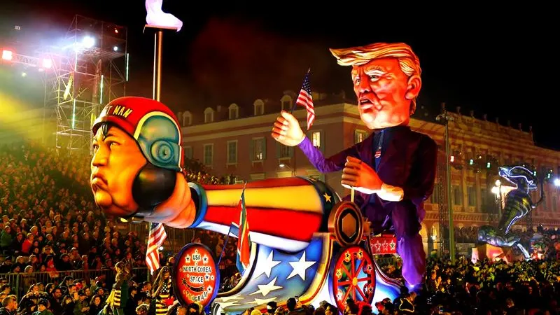 La figura de Trump y Kim Jong Un en el carnaval de Niza