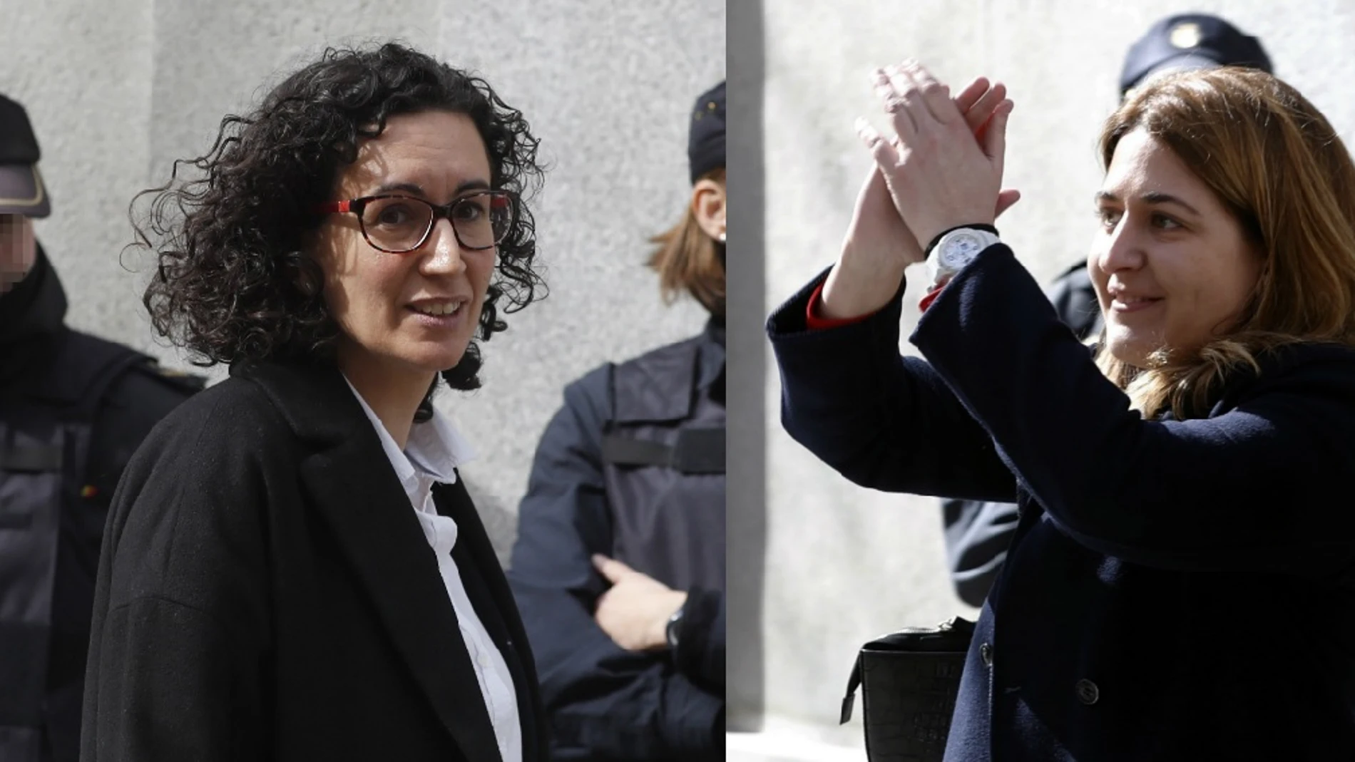 Marta Rovira y Marta Pascal tras declarar ante el juez