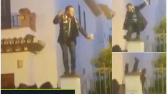 Brutal caída de un aficionado del Betis Brutal caída de un aficionado del Betis