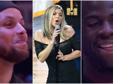 Los jugadores del All Star reaccionan al himno cantado por Fergie Los jugadores del All Star reaccionan al himno cantado por Fergie