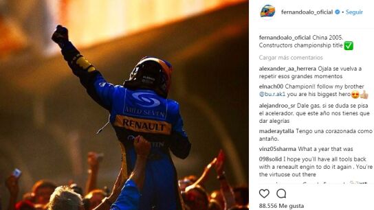 Publicaci&oacute;n de Fernando Alonso en su instagram