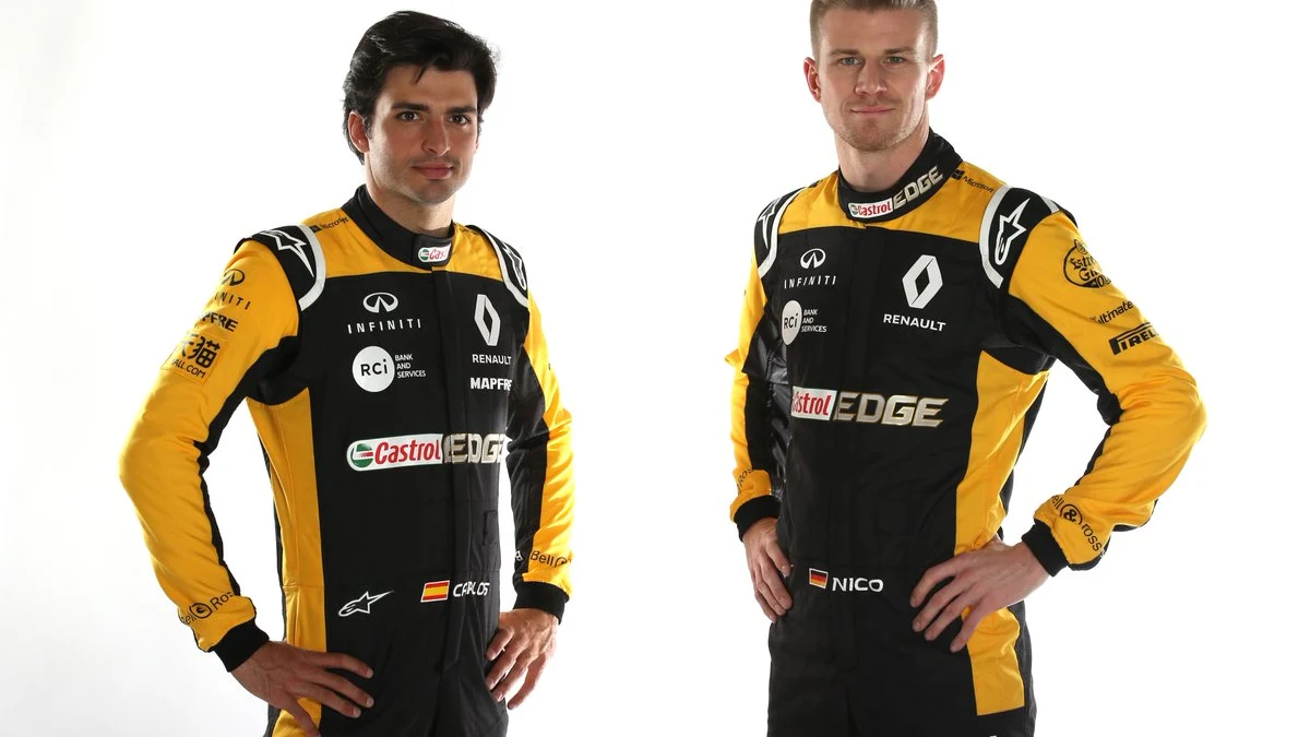 Carlos Sainz y Hulkenberg, con los monos de la temporada 2018 Carlos Sainz y Hulkenberg, con los monos de la temporada 2018
