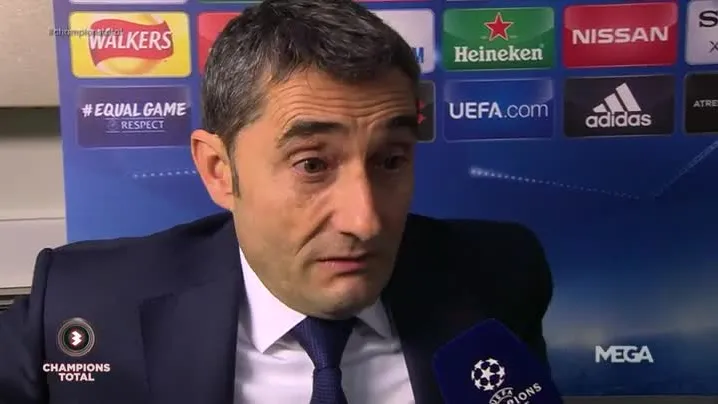 Valverde, con Susana Guasch tras el Chelsea-Barça