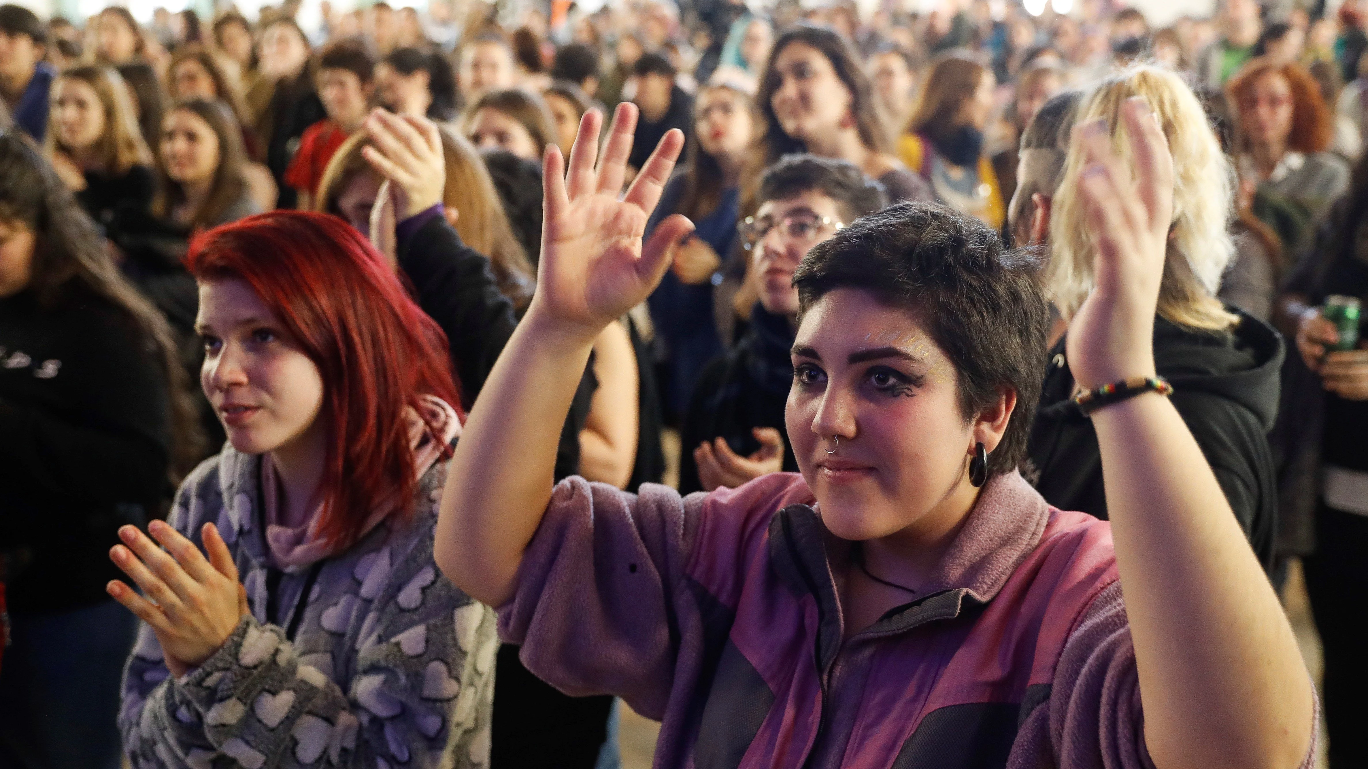 Imagen de un evento en apoyo a la huelga feminista del 8 de marzo