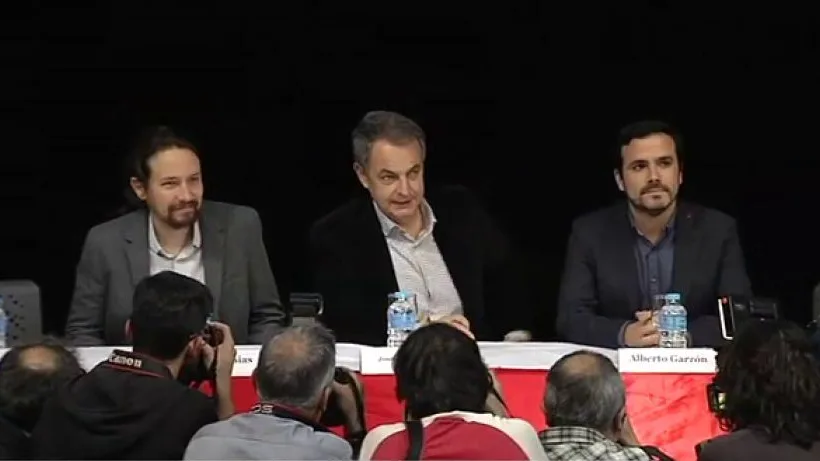 Pablo Iglesias, José Luis Rodríguez Zapatero y Alberto Garzón