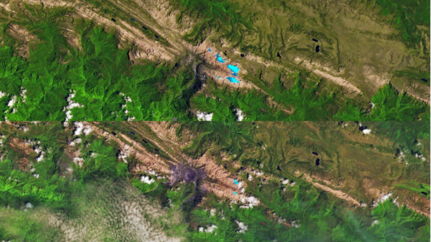 Comparaci&oacute;n de masas de hielo en 1988 (arriba) y 2017 (abajo)