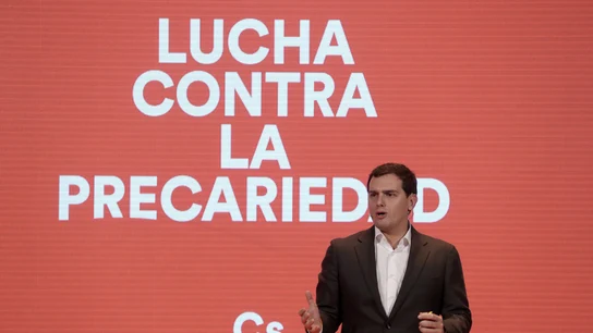 El presidente de Ciudanos, Albert Rivera, durante su intervención en el acto ‘Nuevo modelo laboral: Lucha contra la precariedad’ El presidente de Ciudanos, Albert Rivera, durante su intervención en el acto ‘Nuevo modelo laboral: Lucha contra la precariedad’