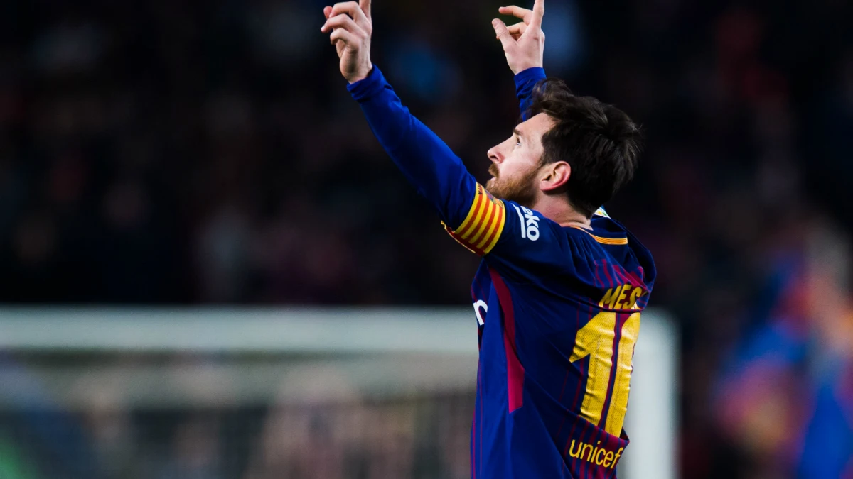 Messi celebra un gol con el Barcelona