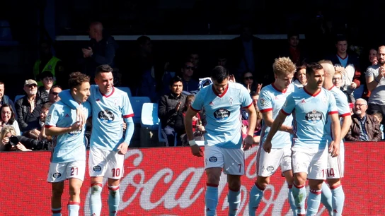 Los jugadores del Celta celebran un gol ante el Eibar Los jugadores del Celta celebran un gol ante el Eibar