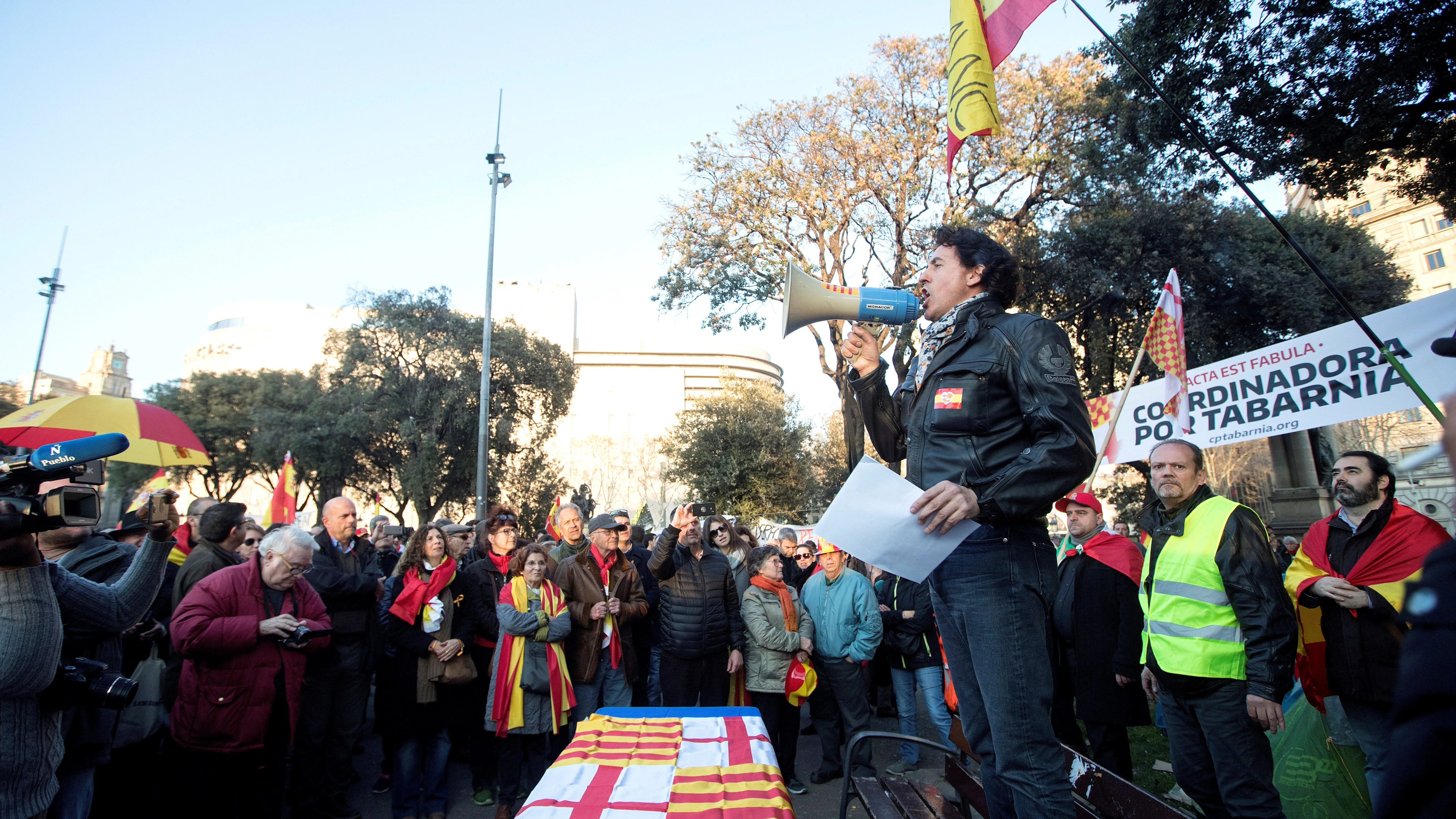 Álvaro de Marichalar en una concentración convocada por la Coordinadora por Tabarnia en la plaza de Cataluña de Barcelona