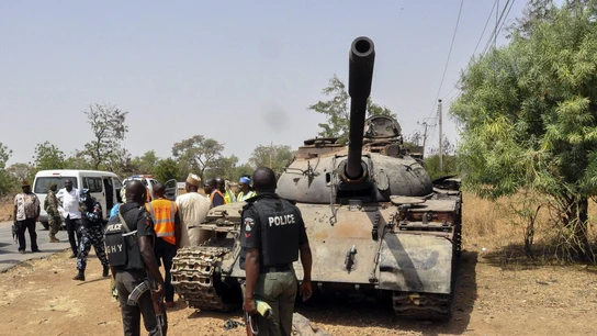 Tanque utilizado por miembros del grupo yihadista Boko Haram Tanque utilizado por miembros del grupo yihadista Boko Haram