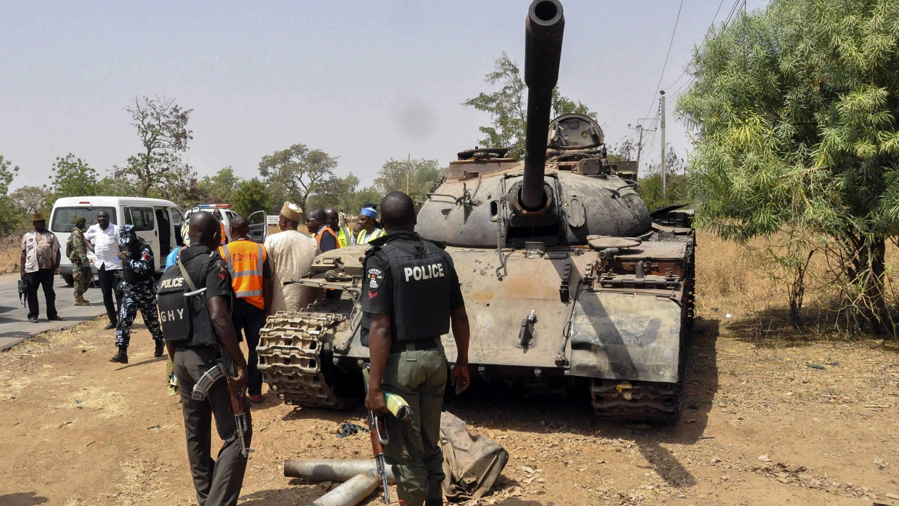 Tanque utilizado por miembros del grupo yihadista Boko Haram