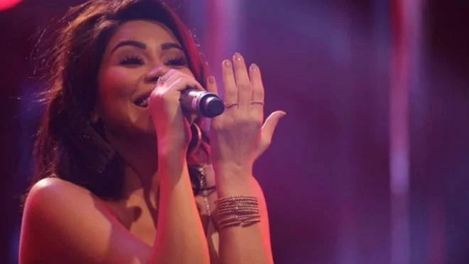 La cantante egipcia, Sherine Abdel Wahab, durante un concierto