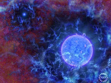 Representación artística que muestra cómo pudieron ser las primeras estrellas del universo Representación artística que muestra cómo pudieron ser las primeras estrellas del universo
