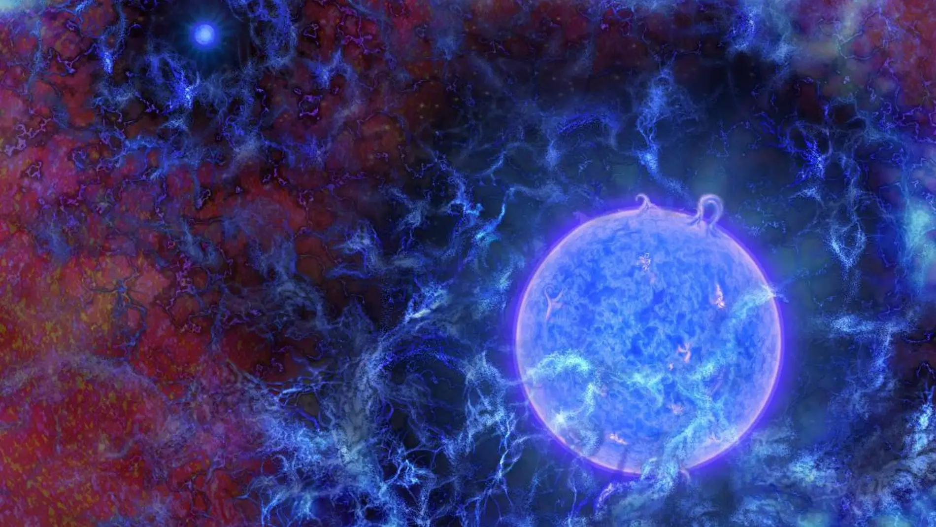 Representación artística que muestra cómo pudieron ser las primeras estrellas del universo