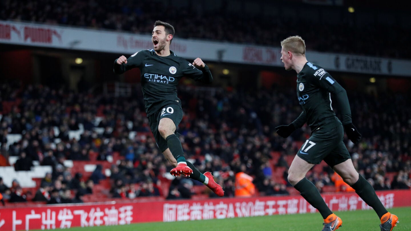 Bernardo Silva celebra el 0-1 ante el Arsenal