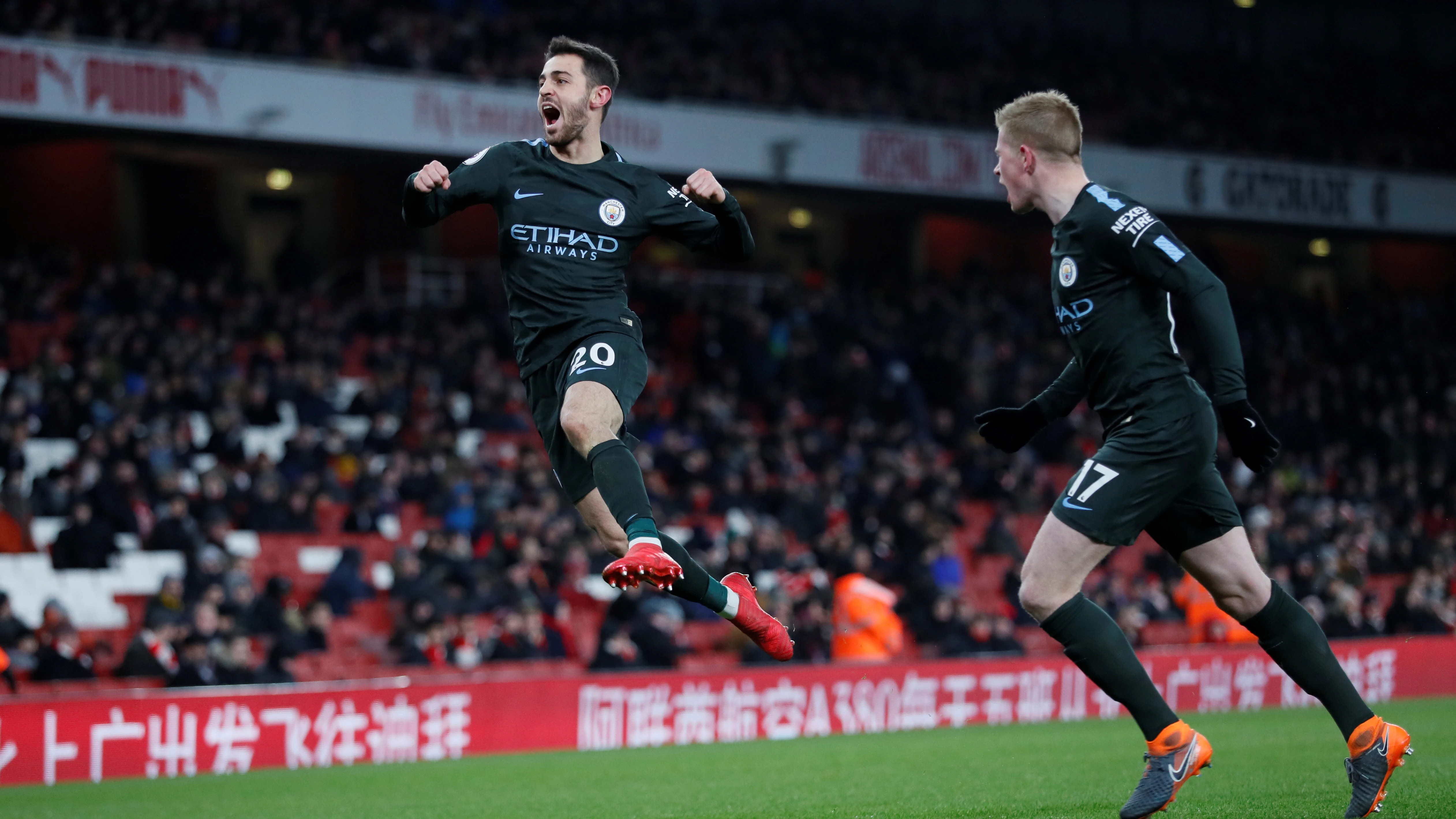 Bernardo Silva celebra el 0-1 ante el Arsenal