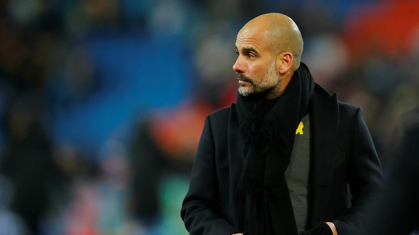 Guardiola, durante un partido del Manchester City Guardiola, durante un partido del Manchester City