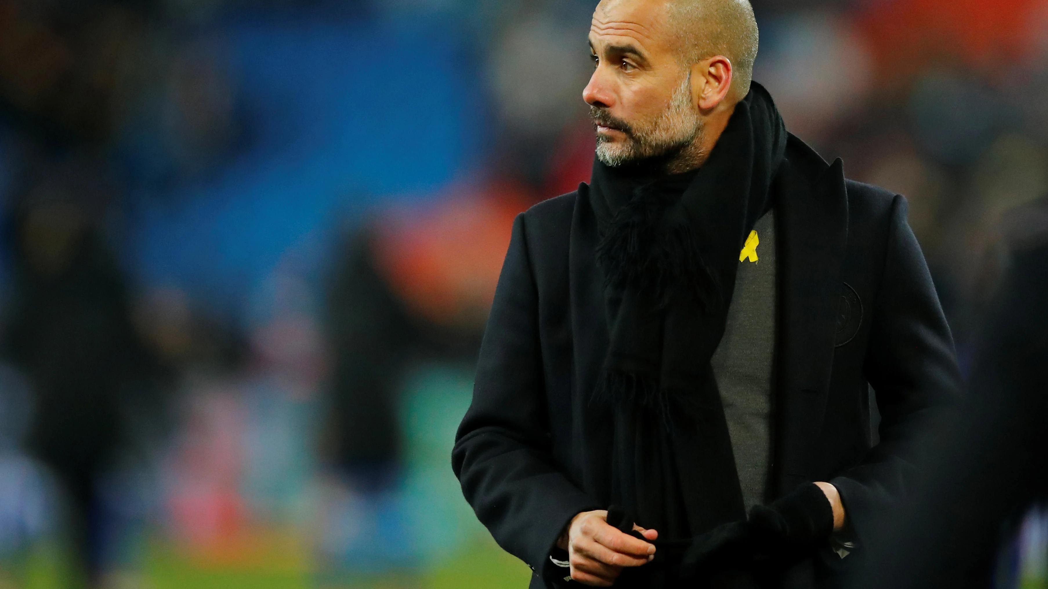 Guardiola, durante un partido del Manchester City