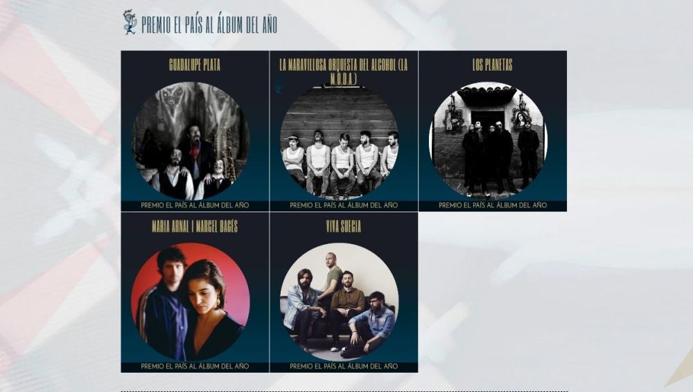 Nominados premio El País al álbum del año