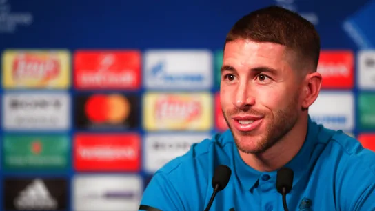 Sergio Ramos, en la rueda de prensa previa al partido frente al PSG Sergio Ramos, en la rueda de prensa previa al partido frente al PSG