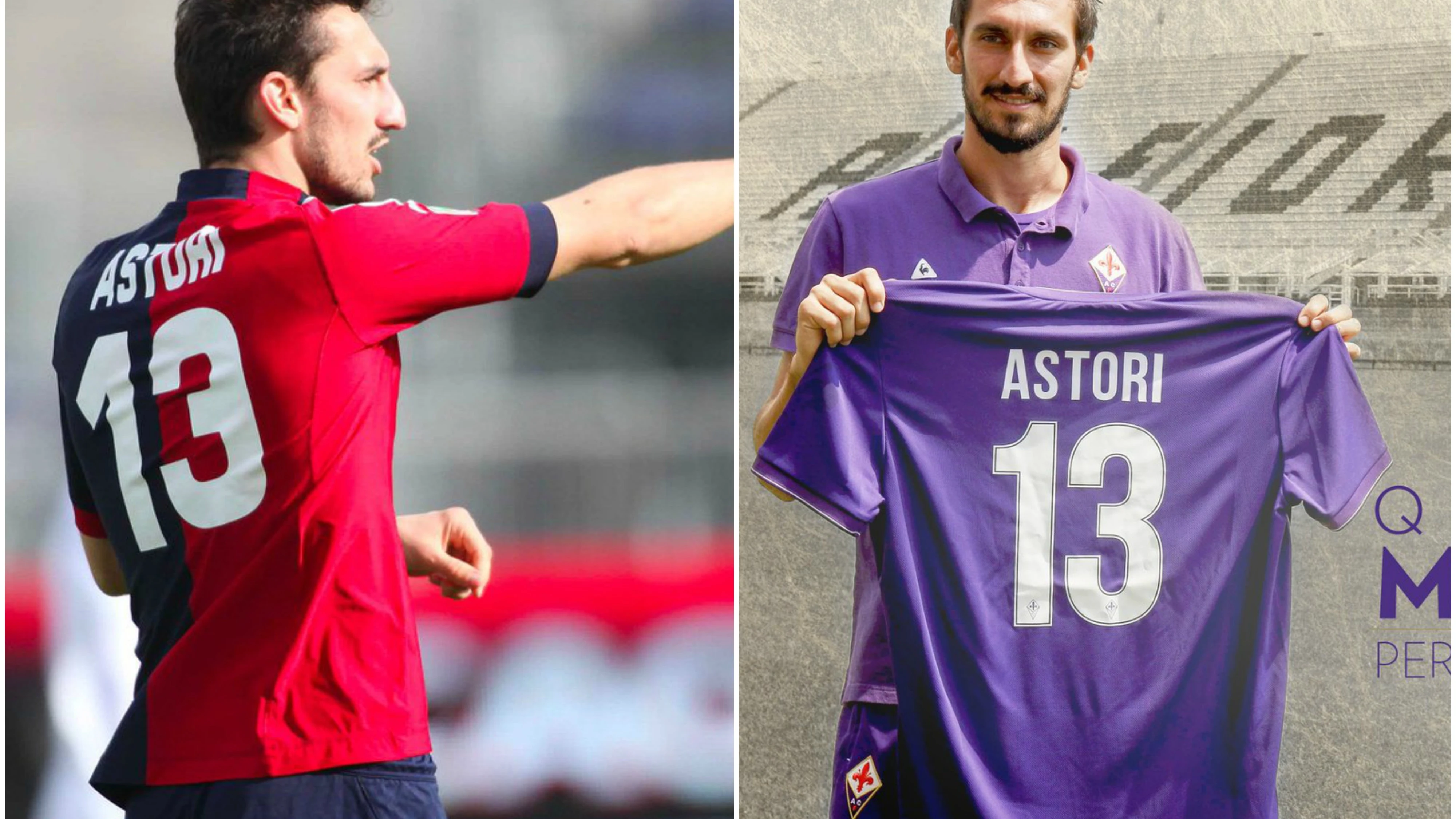 Fiorentina y Cagliari retiran el número 13 en honor a Davide Astori