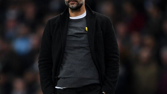Pep Guardiola, durante el partido ante el Basilea
