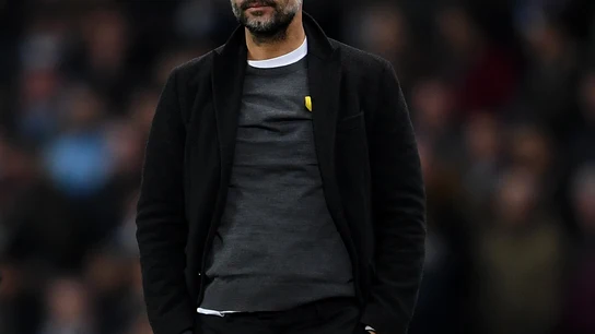 Pep Guardiola, durante el partido ante el Basilea Pep Guardiola, durante el partido ante el Basilea