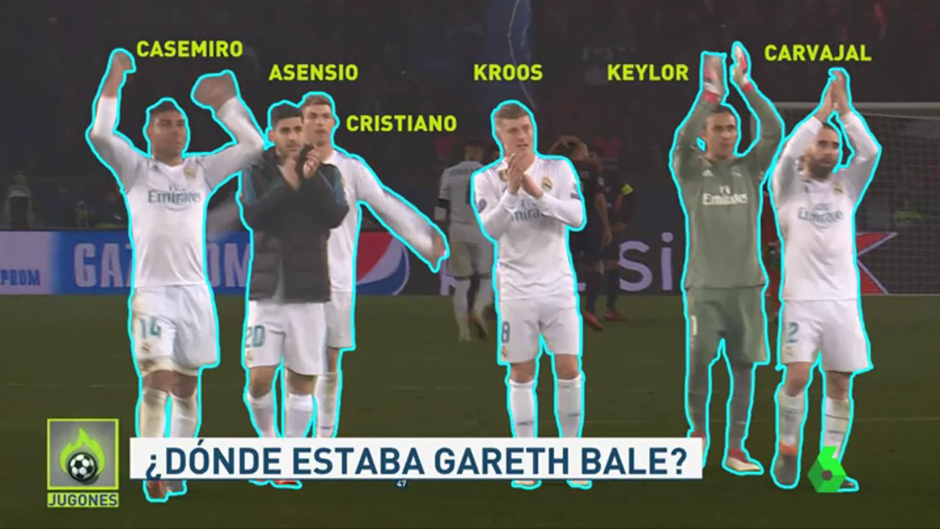 ¿Dónde estaba Gareth Bale en la celebración del Madrid en el Parque de los Príncipes?