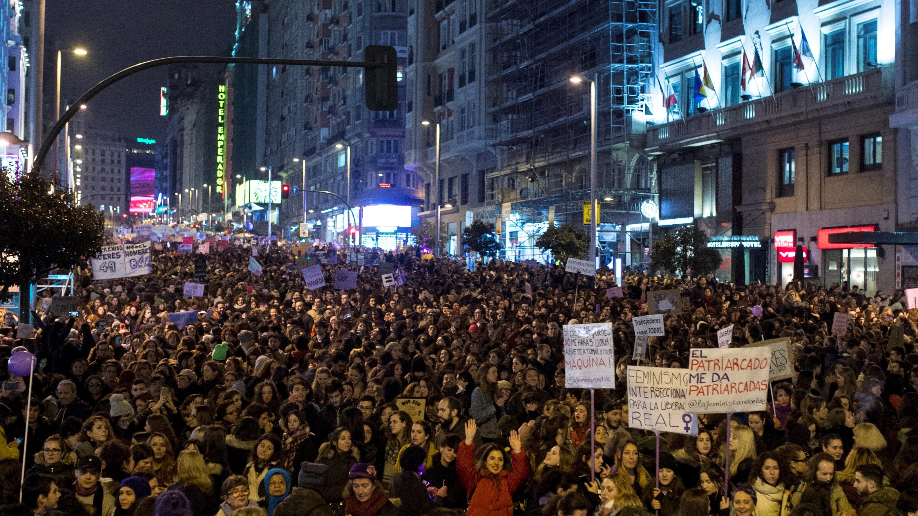 Manifestación por la huelga feminista del 8M en Madrid