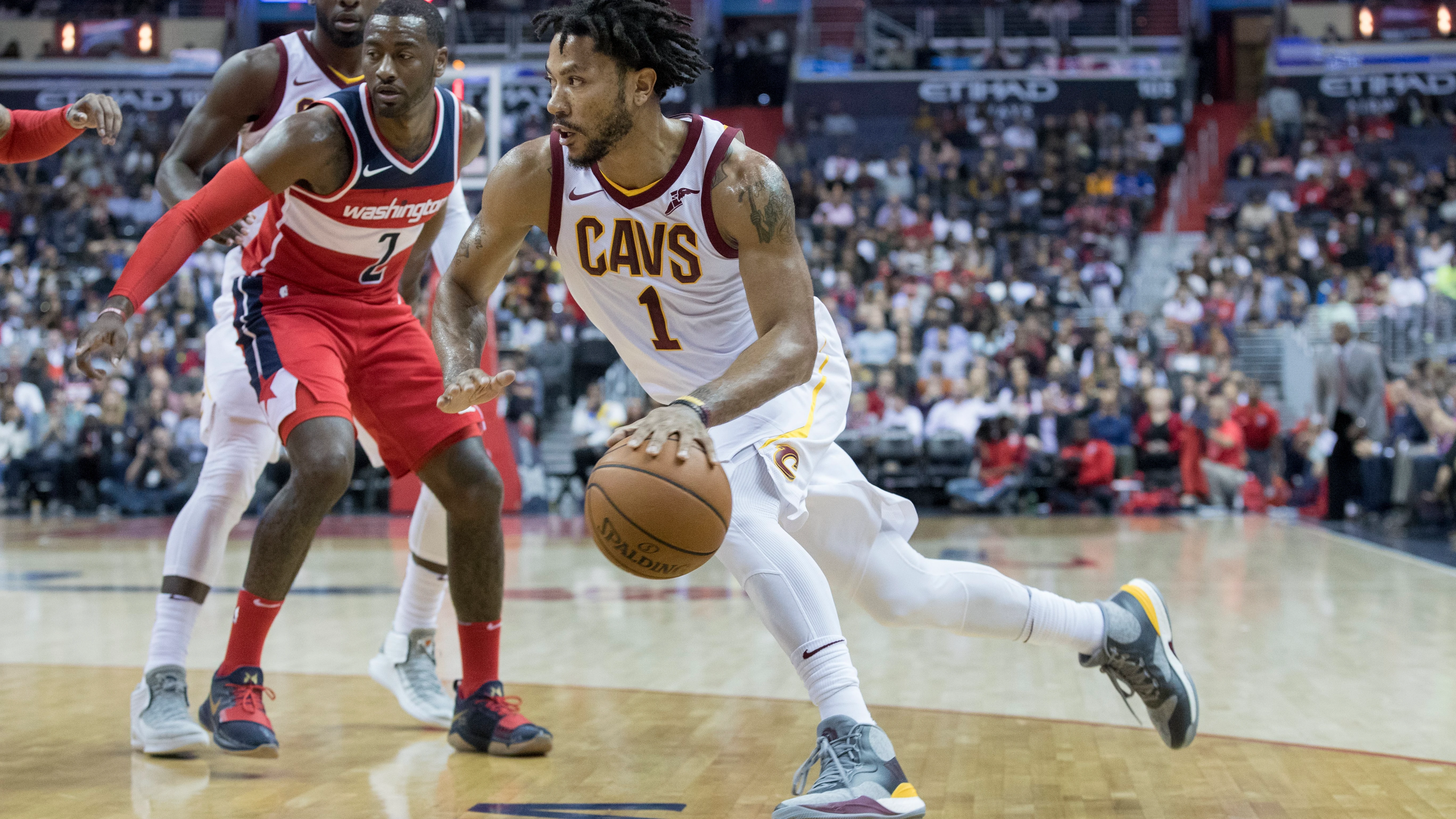 Derrick Rose, durante un partido de los Cavaliers