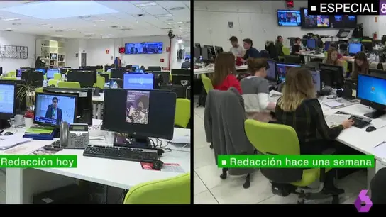 La redacción de laSexta durante la huelga feminista del 8M La redacción de laSexta durante la huelga feminista del 8M