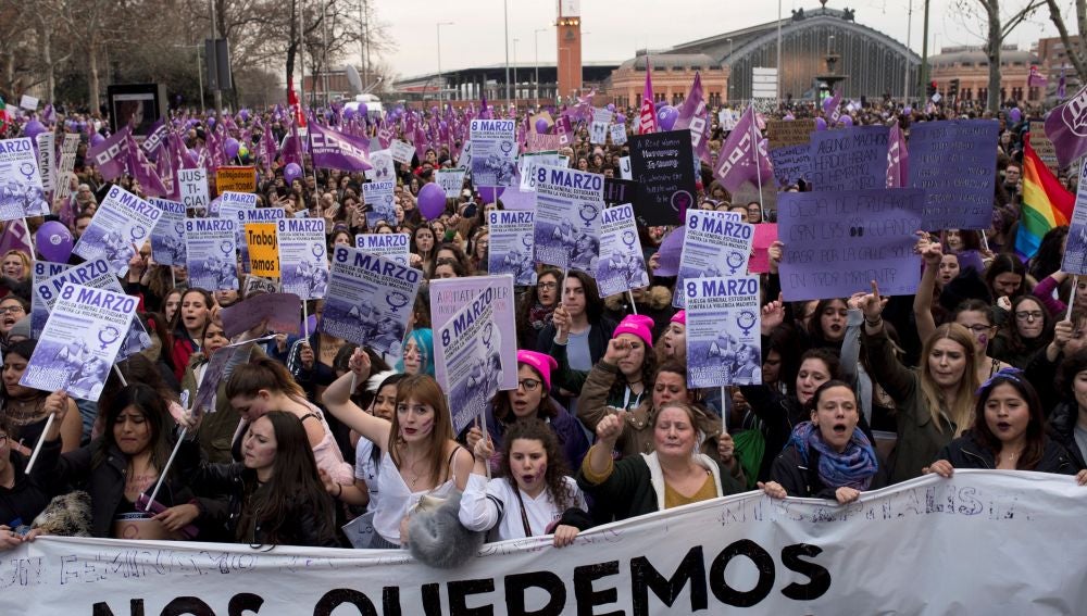 Manifestación por la huelga feminista del 8M de 2018 en Madrid