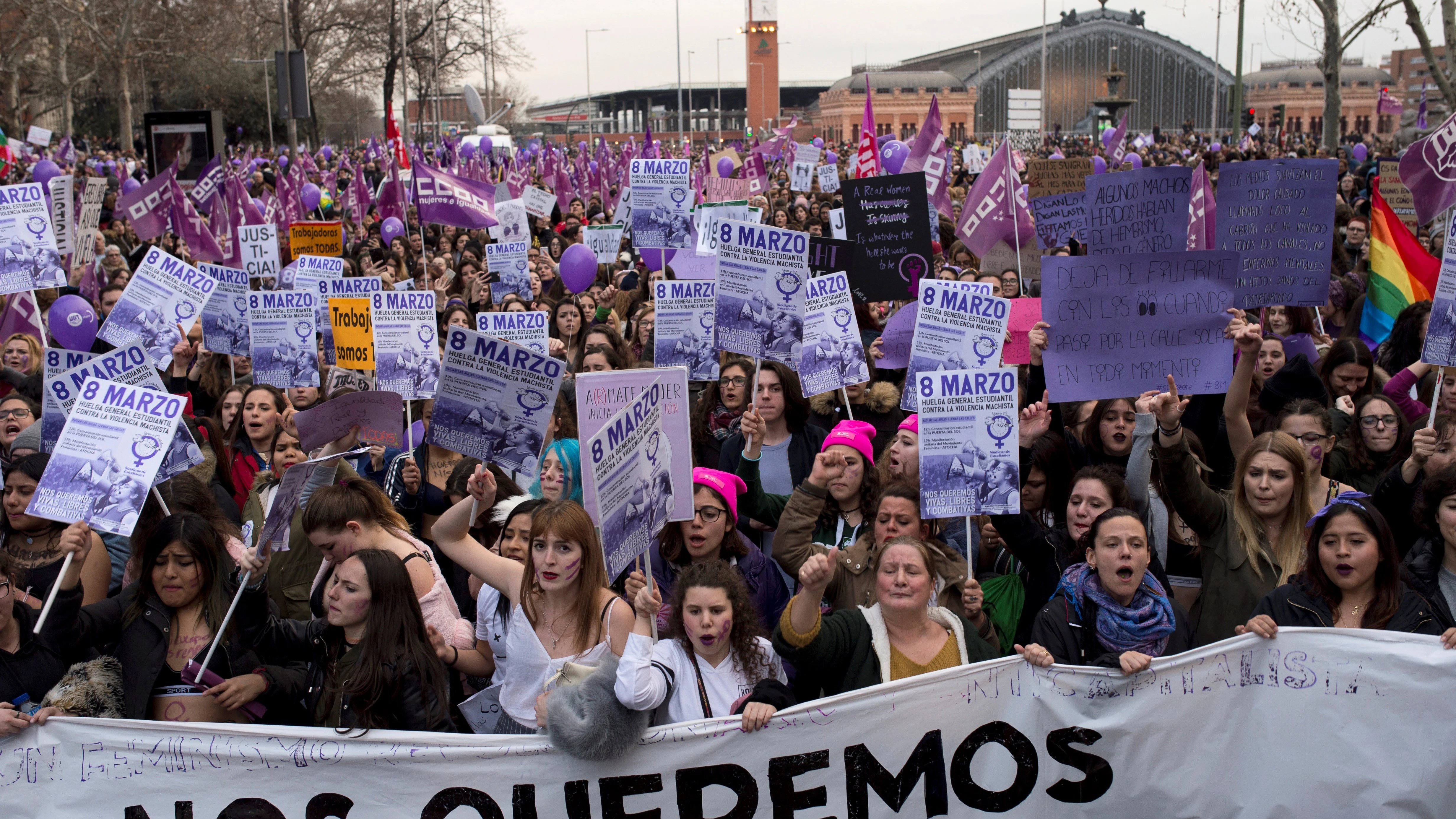 Manifestación por la huelga feminista del 8M de 2018 en Madrid