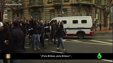 Tensión y confusión en la llegada de los ultras del Marsella a San Mamés