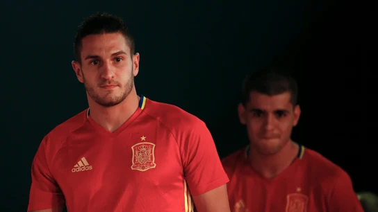 Koke, con Morata en segundo plano Koke, con Morata en segundo plano