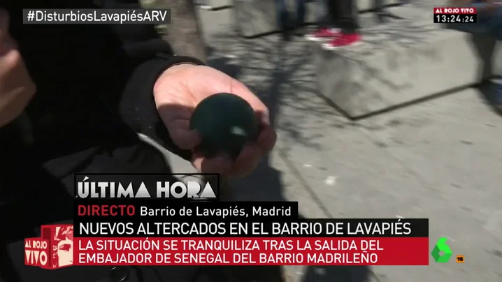 Pelota de goma disparada por la Policía en el barrio de Lavapiés