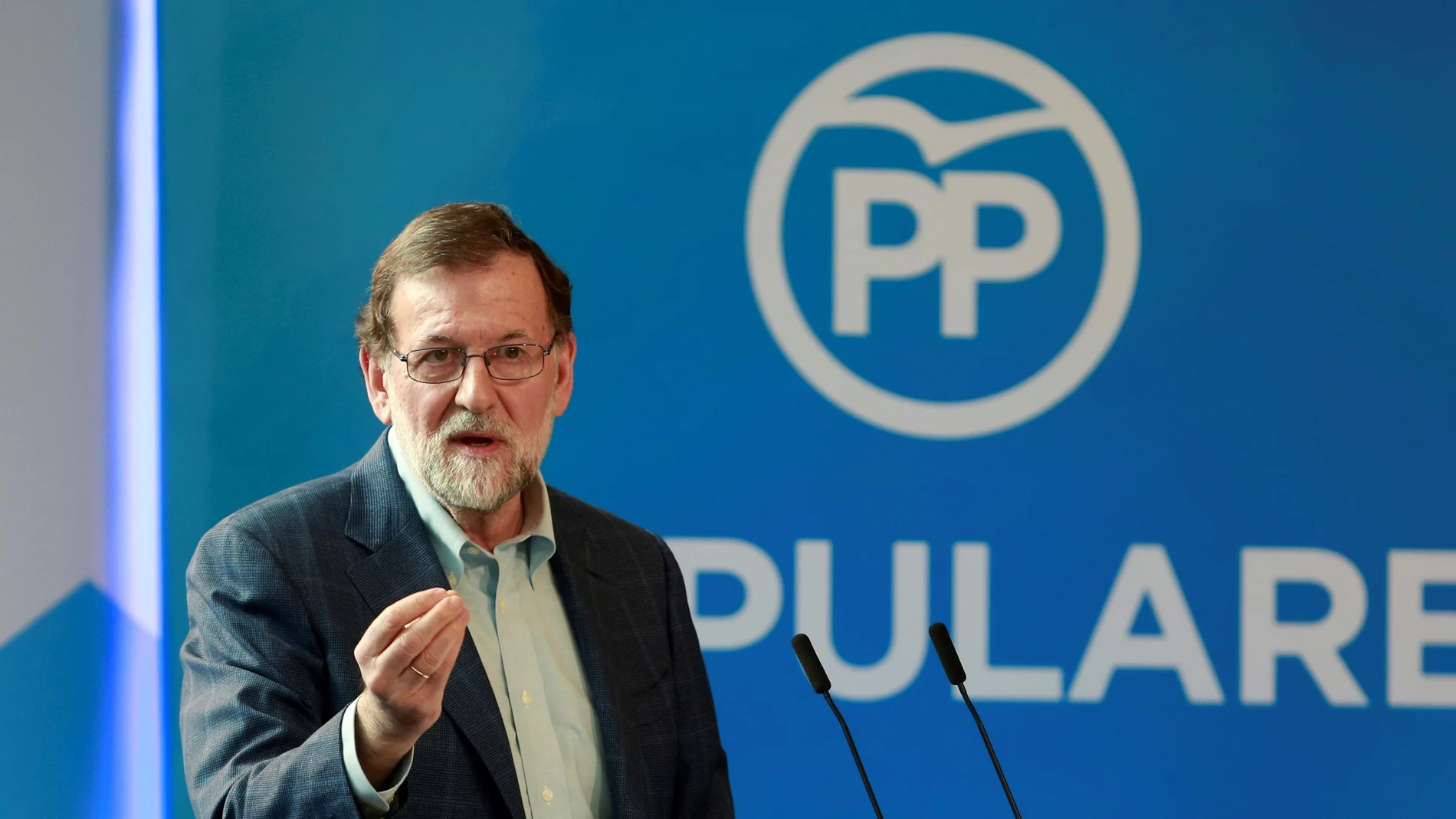 El presidente del Gobierno de España, Mariano Rajoy, durante un acto del PP