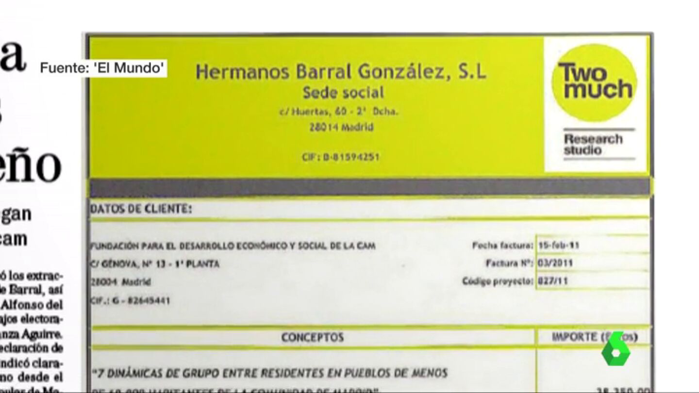 Una parte de la factura a Fundescam